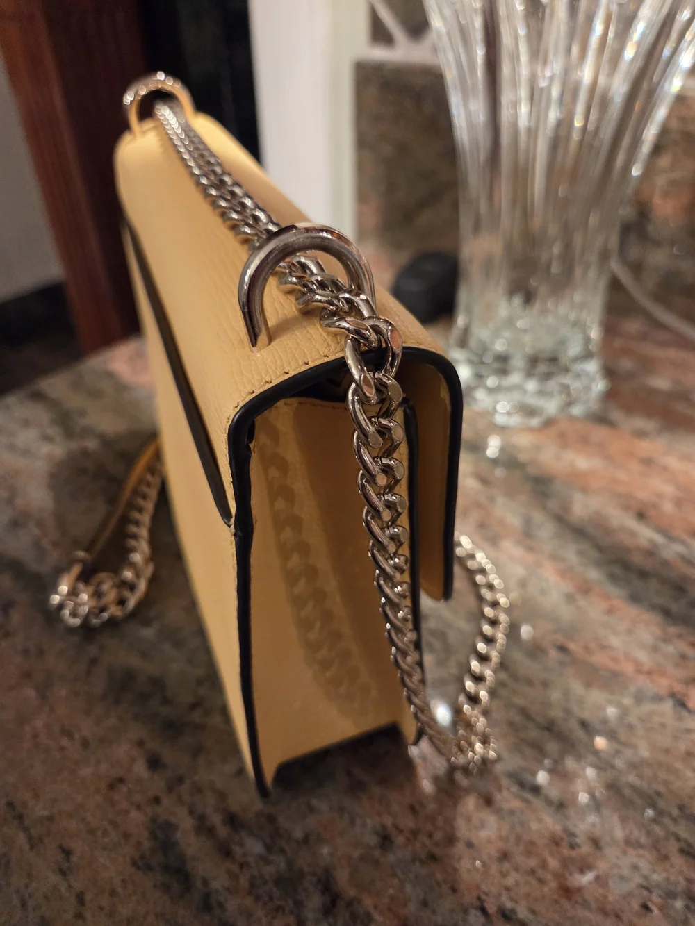 kate spade Yellow Leather Crossbody with Silver Chain